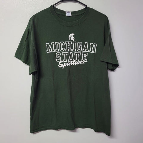 MSU Spartan Michigan State T Shirt University Mens Large Green White Big Ten