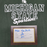 MSU Spartan Michigan State T Shirt University Mens Large Green White Big Ten