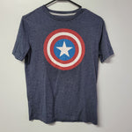 Old Navy Captain America Shield Tee Shirt Boys XL 14 16 Blue Gray School Hero