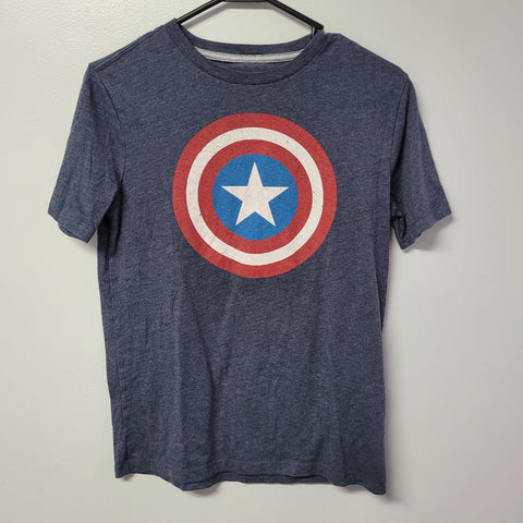 Old Navy Captain America Shield Tee Shirt Boys XL 14 16 Blue Gray School Hero