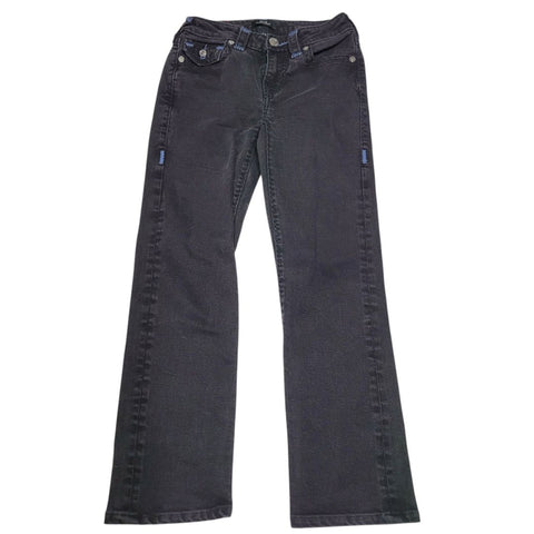 True Religion Jeans Billie Black Womens 25 World Tour Stitched Pockets Straight