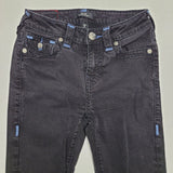 True Religion Jeans Billie Black Womens 25 World Tour Stitched Pockets Straight