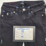 True Religion Jeans Billie Black Womens 25 World Tour Stitched Pockets Straight