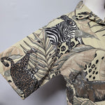 Rhapsody Safari Shirt Shoukder Pads Vintage Womens Medium Zebra Button Up Down