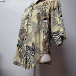 Rhapsody Safari Shirt Shoukder Pads Vintage Womens Medium Zebra Button Up Down