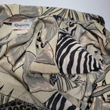 Rhapsody Safari Shirt Shoukder Pads Vintage Womens Medium Zebra Button Up Down