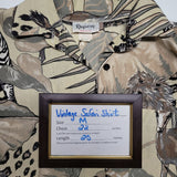 Rhapsody Safari Shirt Shoukder Pads Vintage Womens Medium Zebra Button Up Down