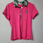 Fairway & Greene Gold Tee Pink Womens M Leaves Collar 1901 Sault Country Club