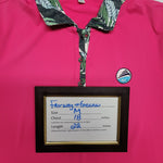 Fairway & Greene Gold Tee Pink Womens M Leaves Collar 1901 Sault Country Club