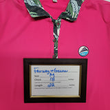 Fairway & Greene Gold Tee Pink Womens M Leaves Collar 1901 Sault Country Club