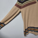 Natural Reflections Knit Hooded Sweater Hoodie Tan Brown Tribal Womens Large