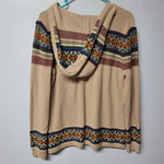 Natural Reflections Knit Hooded Sweater Hoodie Tan Brown Tribal Womens Large