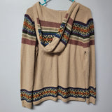 Natural Reflections Knit Hooded Sweater Hoodie Tan Brown Tribal Womens Large