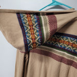 Natural Reflections Knit Hooded Sweater Hoodie Tan Brown Tribal Womens Large