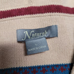 Natural Reflections Knit Hooded Sweater Hoodie Tan Brown Tribal Womens Large