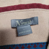 Natural Reflections Knit Hooded Sweater Hoodie Tan Brown Tribal Womens Large