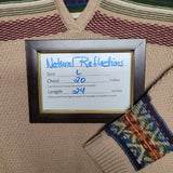 Natural Reflections Knit Hooded Sweater Hoodie Tan Brown Tribal Womens Large