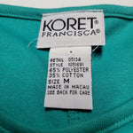 Koret Francisca Shirt Green Embroidered 80s Shoulder Pads Vintage Womens M Tribe