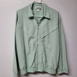 Teddi Vintage Jacket Green Lightweight Zipper Shoulder Pads Womens Large Granny