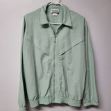 Teddi Vintage Jacket Green Lightweight Zipper Shoulder Pads Womens Large Granny