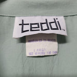Teddi Vintage Jacket Green Lightweight Zipper Shoulder Pads Womens Large Granny