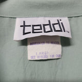 Teddi Vintage Jacket Green Lightweight Zipper Shoulder Pads Womens Large Granny
