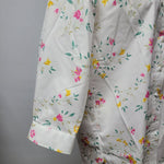 Lands End No Iron Supima Cotton Floral Button Down Shirt Womens Size 6 White