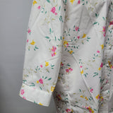 Lands End No Iron Supima Cotton Floral Button Down Shirt Womens Size 6 White