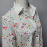 Lands End No Iron Supima Cotton Floral Button Down Shirt Womens Size 6 White