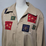 Alfred Dunner Petite Jacket Embroidered Shoulder Pads Womens 16 Tan Vintage