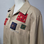 Alfred Dunner Petite Jacket Embroidered Shoulder Pads Womens 16 Tan Vintage