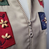 Alfred Dunner Petite Jacket Embroidered Shoulder Pads Womens 16 Tan Vintage
