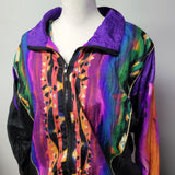Kuma Sport Nylon Sweatsuit Jacket Pant Vintage Purple Zipper Vintage Large Black