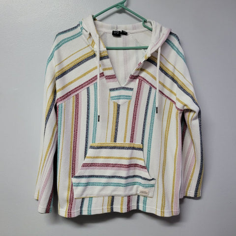 Roxy Hoodie Stripes Beach Vibes Summer Cali Cotton Blend Coastal Womens Small