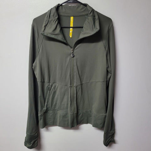 Lole Athletic Jacket Full Zip Womens XL Green Zipper Pocket Long Sleeve Active