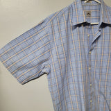 Peter Millar Collared Button Down Shirt Cotton Mens Larhe Baby Blue Plaid Formal