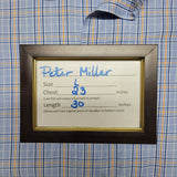 Peter Millar Collared Button Down Shirt Cotton Mens Larhe Baby Blue Plaid Formal