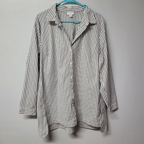 J Jill Striped Button Down Shirt Womens XL Professional Business Collared Top