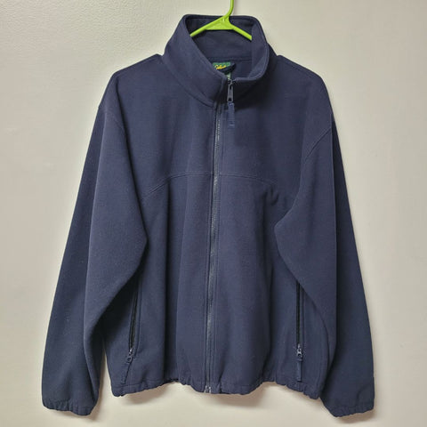 Cables Fleece Full Zip Jacket Dark Blue Pockets Mens Large Reg Fall Warm Basic