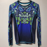Athleta Athletic Top Shirt Womens XS Long Sleeve Workout Gym Blue Green Thumb