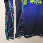 Athleta Athletic Top Shirt Womens XS Long Sleeve Workout Gym Blue Green Thumb