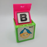 1972 Mattel Alphabet Pop Up Block Toy Plastic Vintage Letter B Boy Learn School