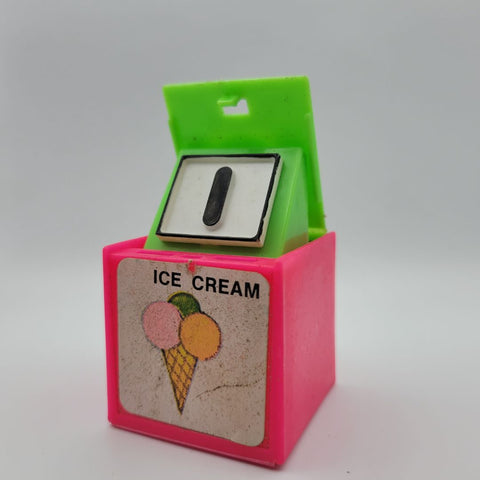 1972 Mattel Alphabet Pop Up Block Toy Plastic Vintage Letter Ice Cream Learn