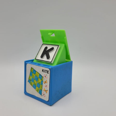 1972 Mattel Alphabet Pop Up Block Toy Plastic Vintage Letter Learn School Kite