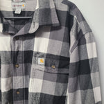 Carhartt Flannel Button Down Shirt Gray Plaid Plaidurday 906 Yooper Mens 2XL