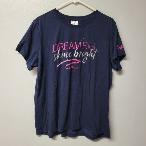 Dream Big Bright Thirty-One Shirt Blue Glitter Womens XL Bags Hostess Rep