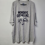 Mondays Got Me Like Sloth Sad Lazy Tee Shirt Gray Blue Mens 3X Plus Size Moody