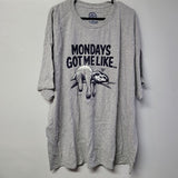 Mondays Got Me Like Sloth Sad Lazy Tee Shirt Gray Blue Mens 3X Plus Size Moody