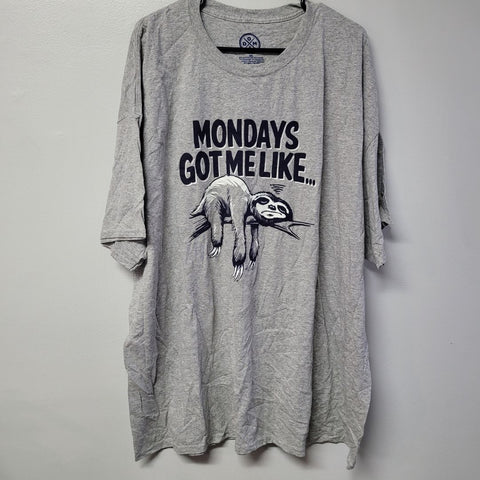 Mondays Got Me Like Sloth Sad Lazy Tee Shirt Gray Blue Mens 3X Plus Size Moody
