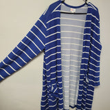 Lularoe Caroline Cardigan Sweater Open Front Blue Striped Womens 2XL Tags Casual